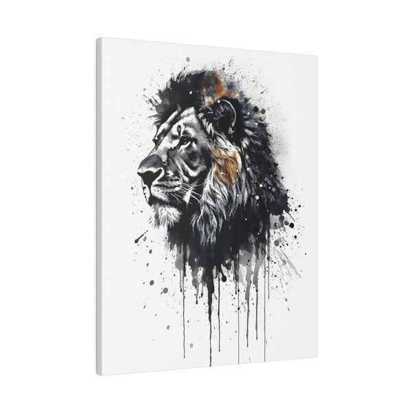 Lion Custom Inkblot Print | Matte Canvas Stretched | 0.75" Frame Depth | Hanging Included | Sustainable