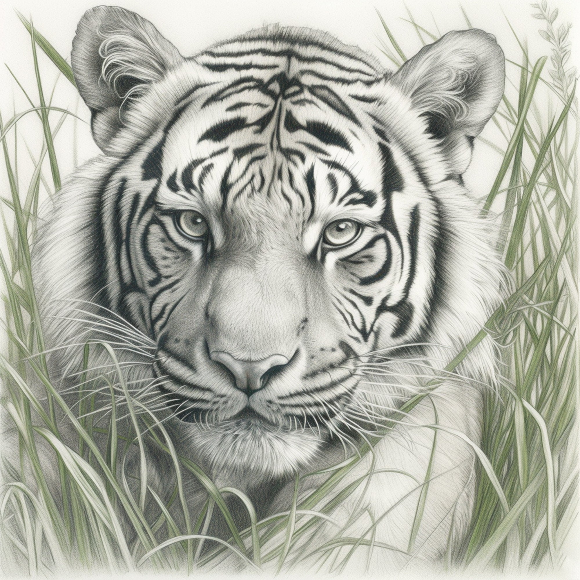 Tiger Wall Art Pencil Sketch 2 Pack 