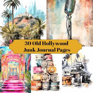 30 Old Hollywood Shabby Chic Junk Journal Pages - Shabby Chic Junk Journal for Scrapbook - Digital Download for Printable & Ephemera