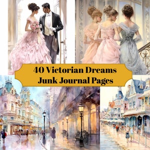 40 Victorian Dreams Shabby Chic Junk Journal Pages - Shabby Chic Junk Journal for Scrapbook - Digital Download for Printable & Ephemera
