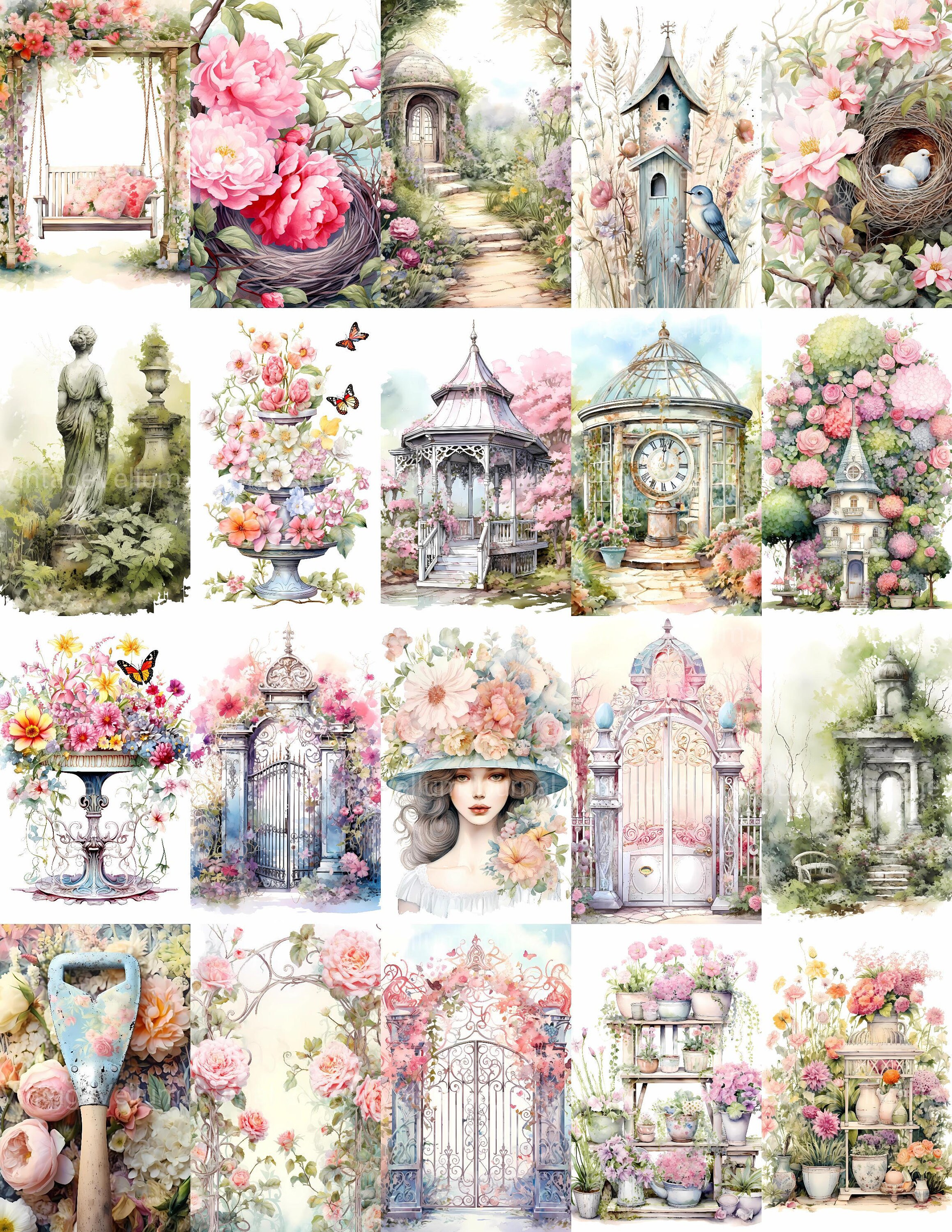 40 Whimsical Garden Shabby Chic Junk Journal Pages - Shabby Chic Junk ...