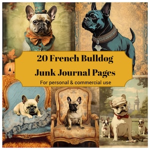 20 páginas de diário de lixo de buldogue francês - diário de lixo de cachorro para impressão para álbum de recortes - download digital para cartões de registro no diário para impressão e coisas efêmeras