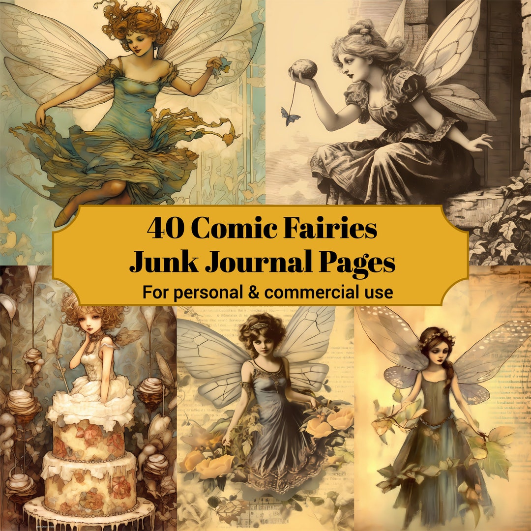 40 Comic Fairies Junk Journal Pages - Printable Vintage Fairy Junk ...