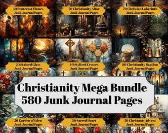 MEGA Christianity Junk Journal Pages Bundle - 580 Biblical Printables for Scrapbooks and Scrapbooking - Religious Digital Download for Cards
