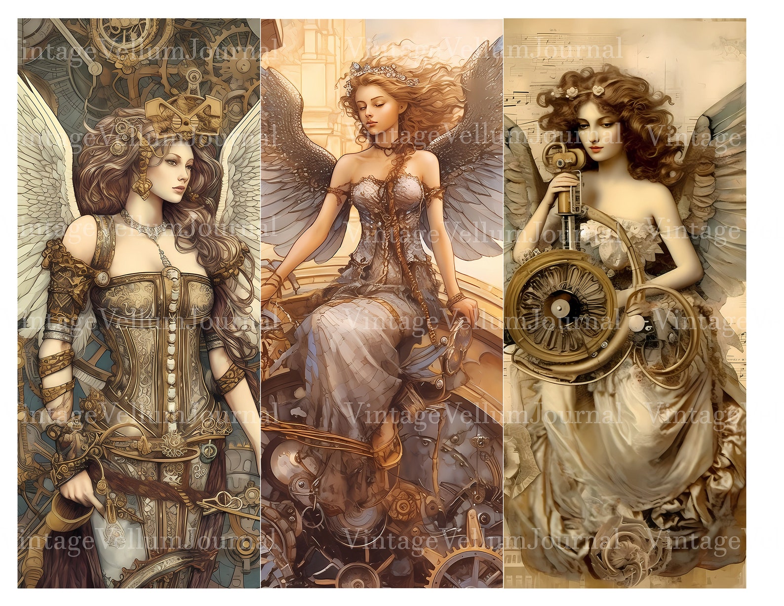 30 Steampunk Angel Junk Journal Pages Printable Vintage Angel Junk ...