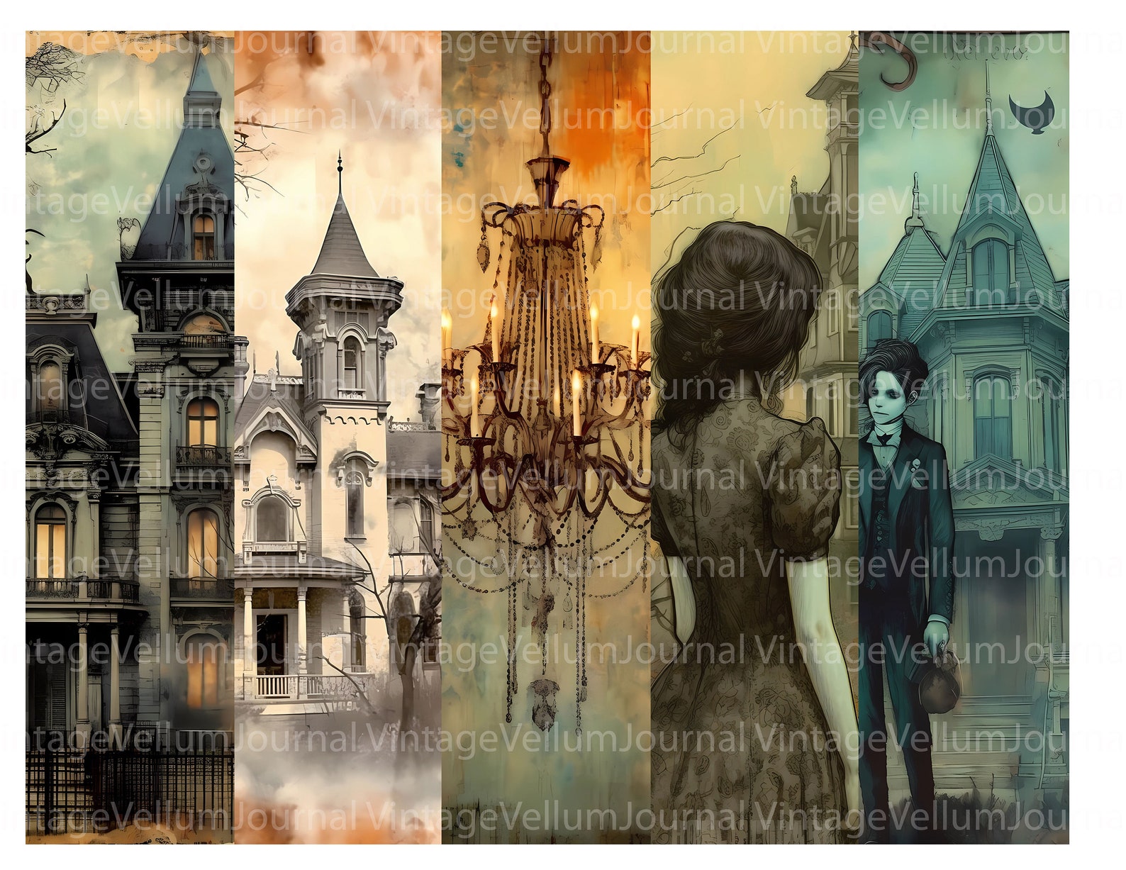 30 Haunted Mansion Junk Journal Pages Digital Vintage Mansion Junk ...