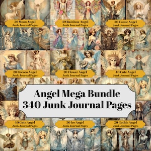 MEGA Angel Junk Journal Pages Bundle - 340 Angel Printables para Scrapbooks e Scrapbooking - Download digital para cartões e coisas efêmeras