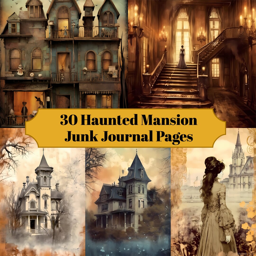 30 Haunted Mansion Junk Journal Pages Digital Vintage Mansion Junk ...