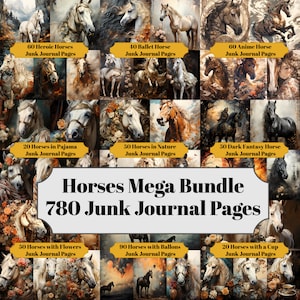 MEGA paarden Junk Journal Pages Bundle - 780 Animal Printables voor Scrapbooks en Scrapbooking - Pony & Horse Digitale Download voor kaarten