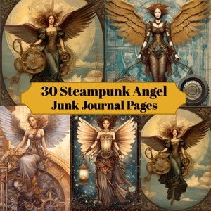 30 Steampunk Angel Junk Journal Pages - Printable Vintage Angel Junk Journal for Scrapbook - Digital Download for Printable Cards & Ephemera