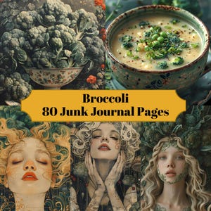 80 Broccoli Junk Journal Pages - Fruits and Vegetables Junk Journal for Scrapbooks - Digital Download for Food Printable Cards & Ephemera
