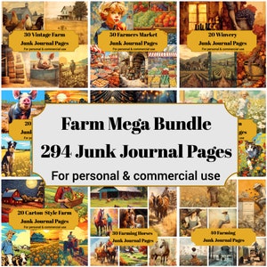 MEGA Farm Junk Journal Pages Bundle - 294 Farming Printables for Scrapbooks and Scrapbooking  - Digital Download for Cards & Ephemera