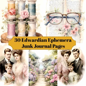 30 Edwardian Ephemera Shabby Chic Junk Journal Pages - Shabby Chic Junk Journal for Scrapbook - Digital Download for Printable & Ephemera