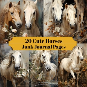 20 pages de journal animal cheval mignon - journal imprimable cheval indésirable pour albums de coupures - téléchargement numérique pour cartes imprimables et éphémères