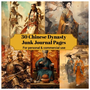 30 pagine del diario spazzatura della dinastia cinese - Diario spazzatura cinese stampabile per scrapbook - Download digitale per stampabili, cartoline ed effimeri