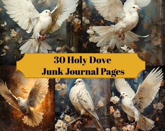 30 Holy Dove Junk Journal Pages - Christianity Junk Journal for Scrapbooks - Digital Download for Printable Cards & Ephemera