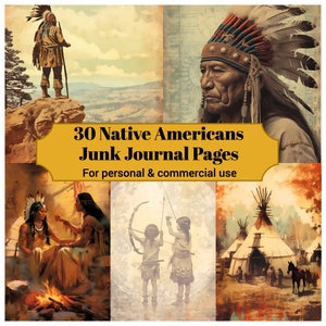 30 pagine del diario spazzatura dei nativi americani - Diario spazzatura stampabile per scrapbook - Download digitale per stampabili, cartoline ed effimeri