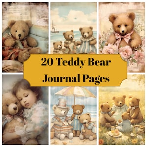 20 pages Teddy Bear Journal - Printable Teddy Bear Junk Journal for Scrapbook - Téléchargement numérique pour cartes Teddy imprimables - Utilisation commerciale