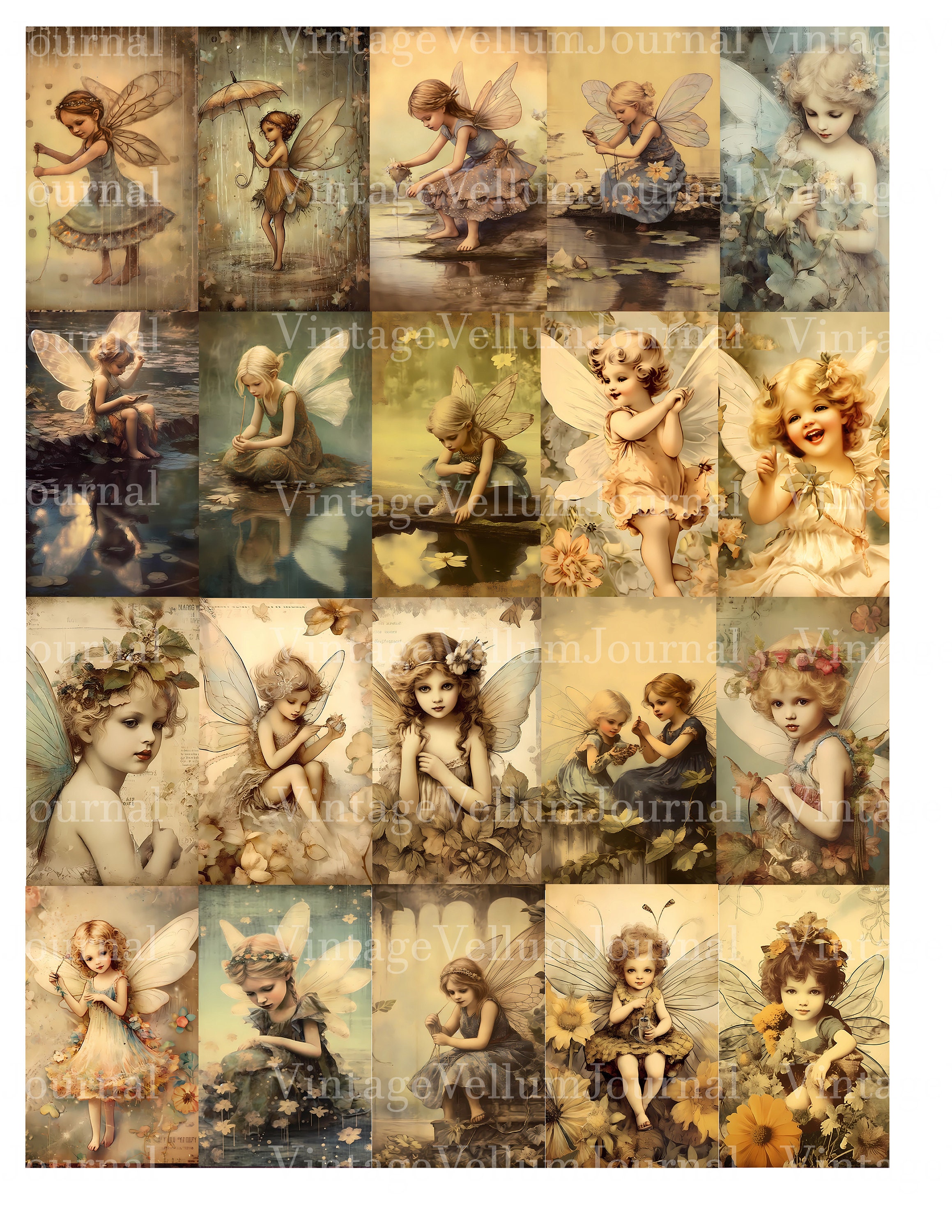 30 Baby Fairies Junk Journal Pages Printable Vintage Fairy - Etsy