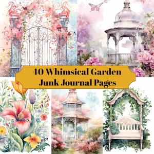 40 Whimsical Garden Shabby Chic Junk Journal Pages - Shabby Chic Junk Journal for Scrapbook - Digital Download for Printable & Ephemera