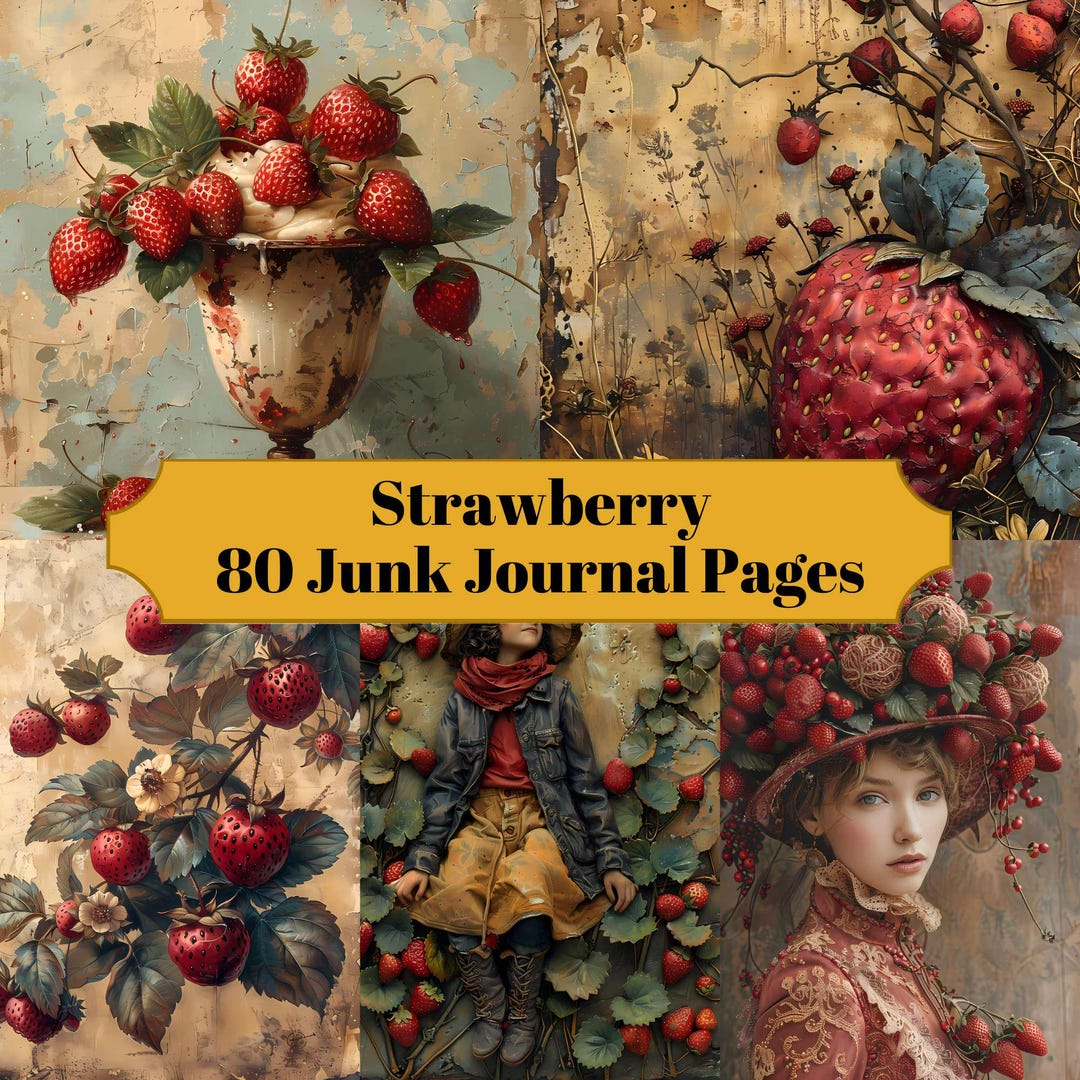 80 Strawberry Junk Journal Pages - Fruits and Vegetables Junk Journal ...