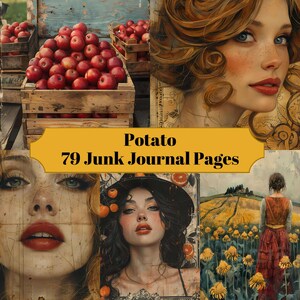 79 Potato Junk Journal Pages - Fruits and Vegetables Junk Journal for Scrapbooks - Digital Download for Food Printable Cards & Ephemera