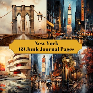 69 pagine del diario spazzatura di viaggio di New York - diario spazzatura di viaggio per album di ritagli - download digitale per carte stampabili ed effimeri - album di ritagli