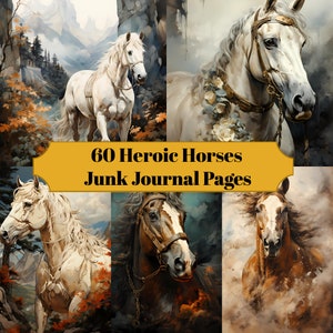 60 pages de journal indésirable chevaux héroïques - journal imprimable cheval indésirable pour albums de coupures - téléchargement numérique pour cartes imprimables et éphémères