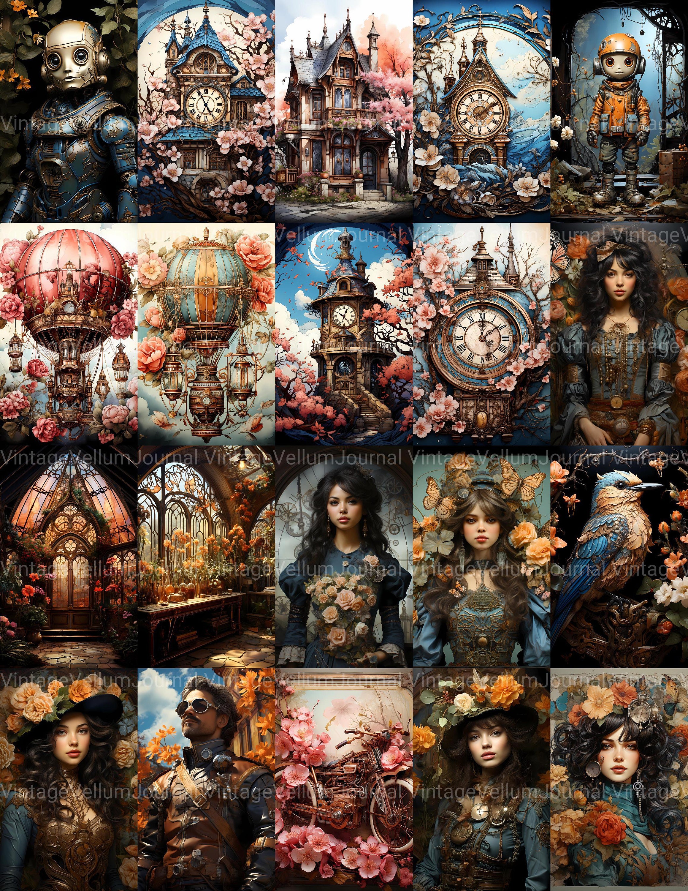 70 Steampunk Spring Junk Journal Pages - Spring-themed Papers for ...