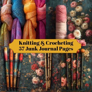 57 pages de journal indésirable pour tricot et crochet - Journal pour loisirs et loisirs créatifs pour le scrapbooking - Téléchargement numérique pour cartes imprimables