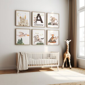 Set of 6 Baby Dragon Nursery Prints, Dragon Nursery Decor, Dragon Wall ...
