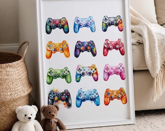 Game Controller Print, Gaming Poster, Gamer Gift for Boys, Gamer Wall Art, Gamer Boys Room Prints, Video Game Wall Art, Gamer Room Decor