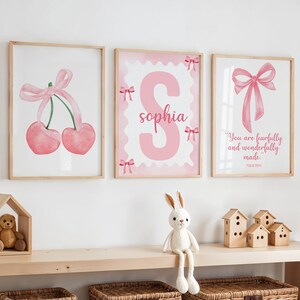 Bible Verse Wall Art for Girls Room, Pink Bow Christian Nursery Decor, Bible Verse Nursery, Christian Kids Room Prints, Pink Bow Prints