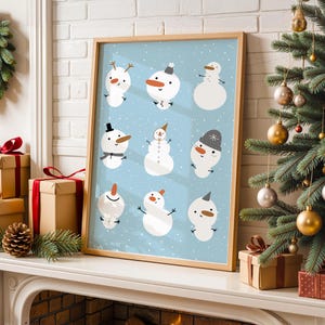 Snowman Print, Snowman Wall Decor, Snowman Kids Room Decor, Snowman Decor, Winter Room Decor, Winter Home Decor, Snow Wall Art, Snow Art