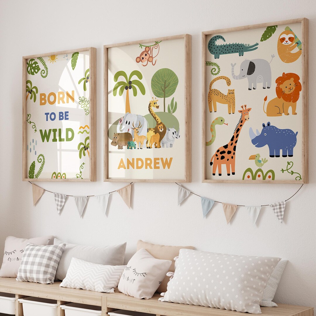 Safari Animal Nursery Print, Safari Animal Print, Jungle Nursery Decor ...