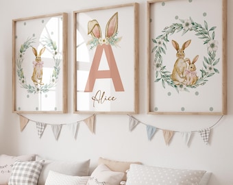 Bunny Print, Bunny Nursery Print, Bunny Decor, Bunny Theme Room, Girls Room Print, Baby Animal Nursery, Cute Rabbit Print, Rabbit Nursery