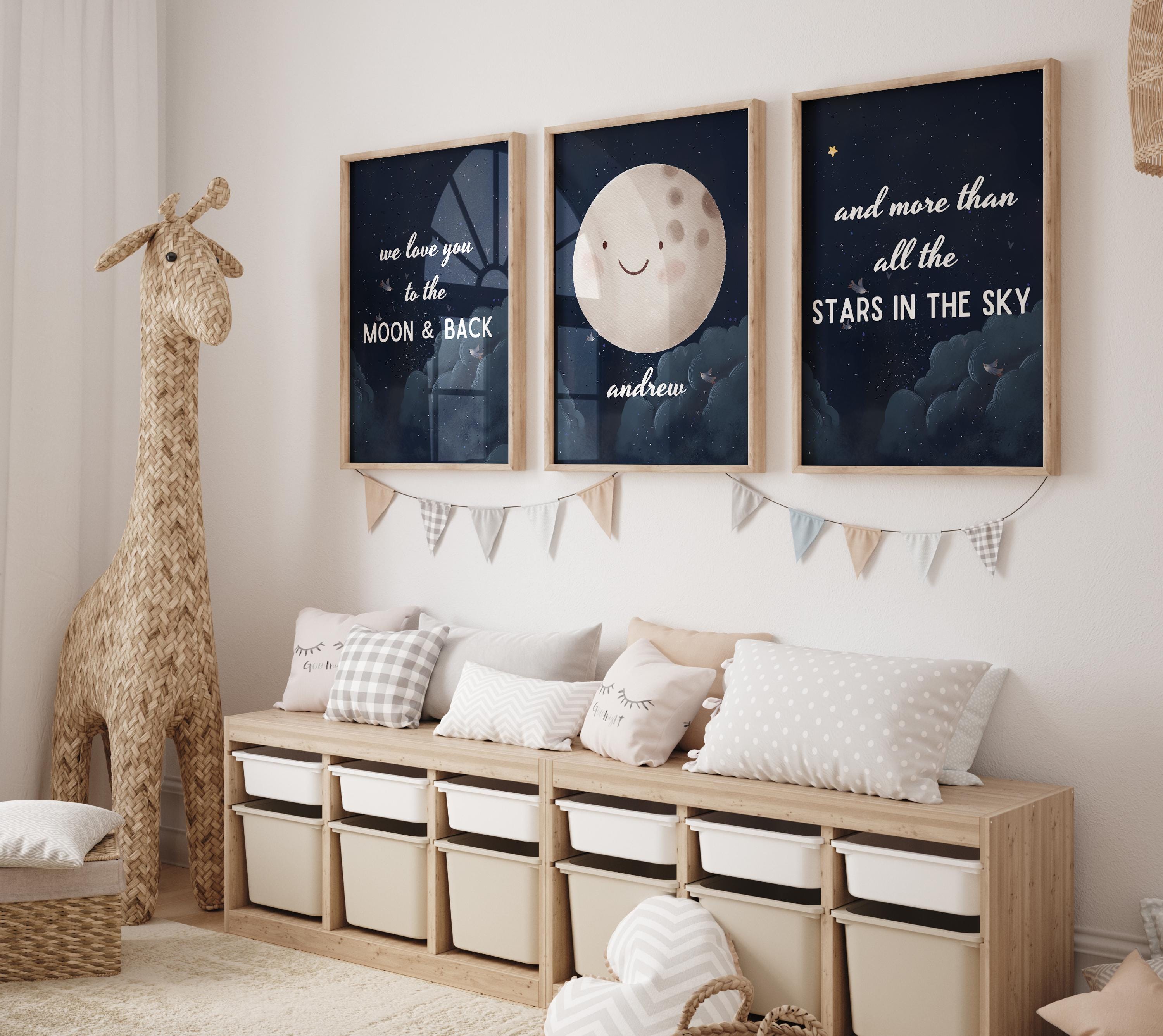 Moon and Stars Print, Moon Nursery Print, Moon and Stars Nursery, We ...