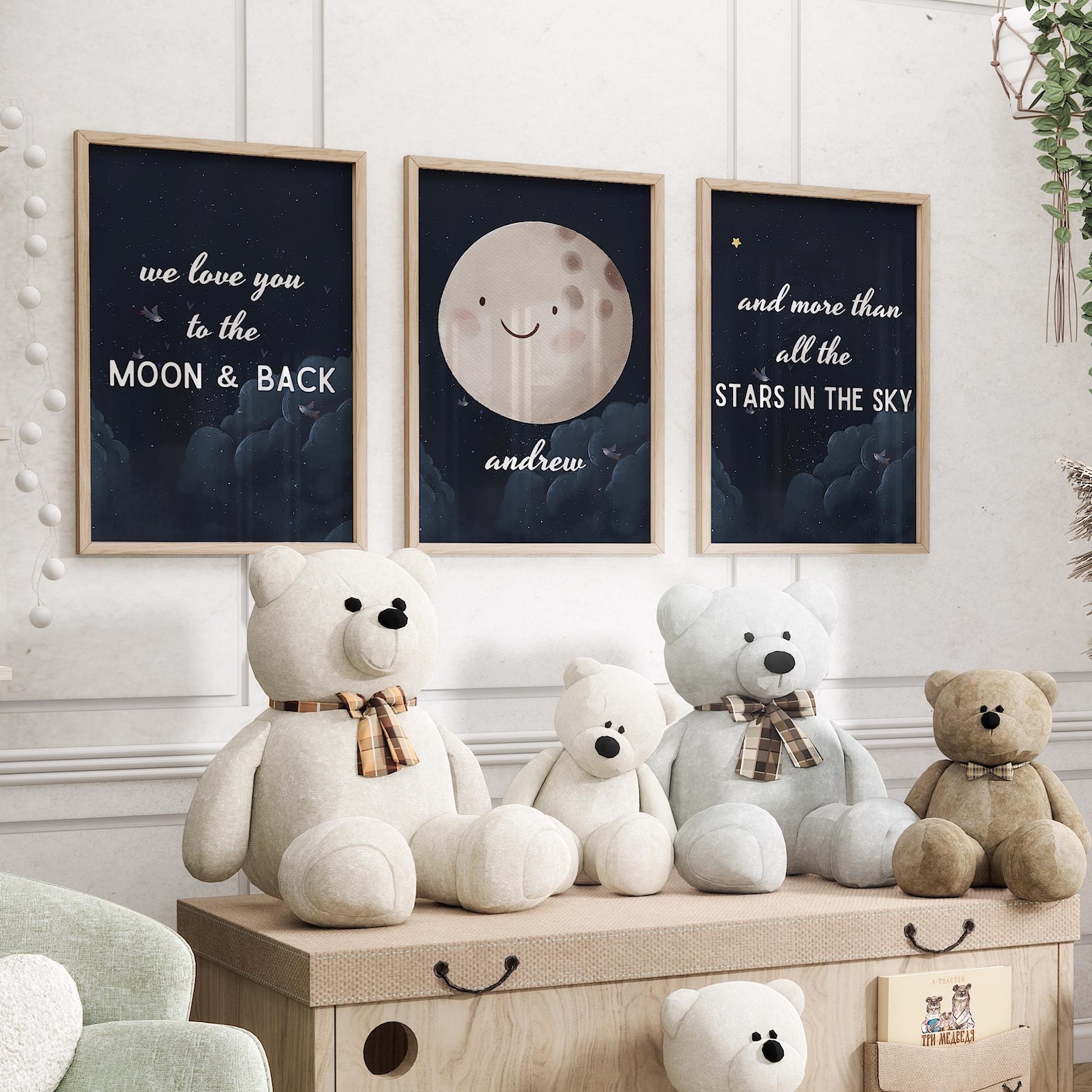 Moon and Stars Print, Moon Nursery Print, Moon and Stars Nursery, We ...