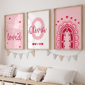 You are so loved print, Hearts Poster, Rainbow Nursery Prints, Heart Wall Art, Rainbow Wall Art, Girls Room Decor, Baby Room Decor, Quote