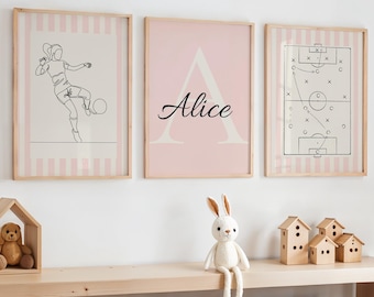 Girls Soccer Prints, Soccer Gift for Girls, Soccer Poster, Girls Bedroom Decor, Sport Nursery Prints, Football Room Decor, Sport Girls Room