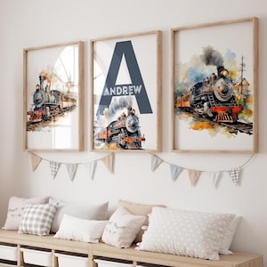 Train Print, Train Wall Art, Watercolor Train Painting, Train Poster, Transportation Decor, Boys Room Decor, Travel Nursery Decor, Train Art