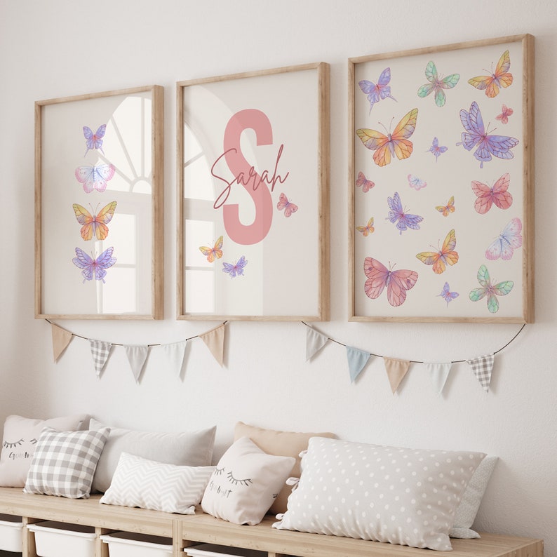 Pastel Butterfly Printable Nursery Decor, Personalized Name Print ...