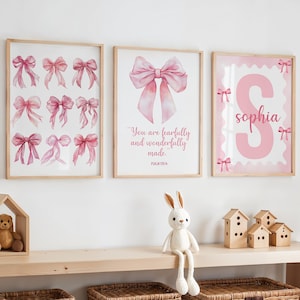 Christian Nursery Print, Christian Room Decor, Bible Verse Print, Pink Bows Print, Pink Bows Nursery Decor, Scripture Nursery Print, Bow Art