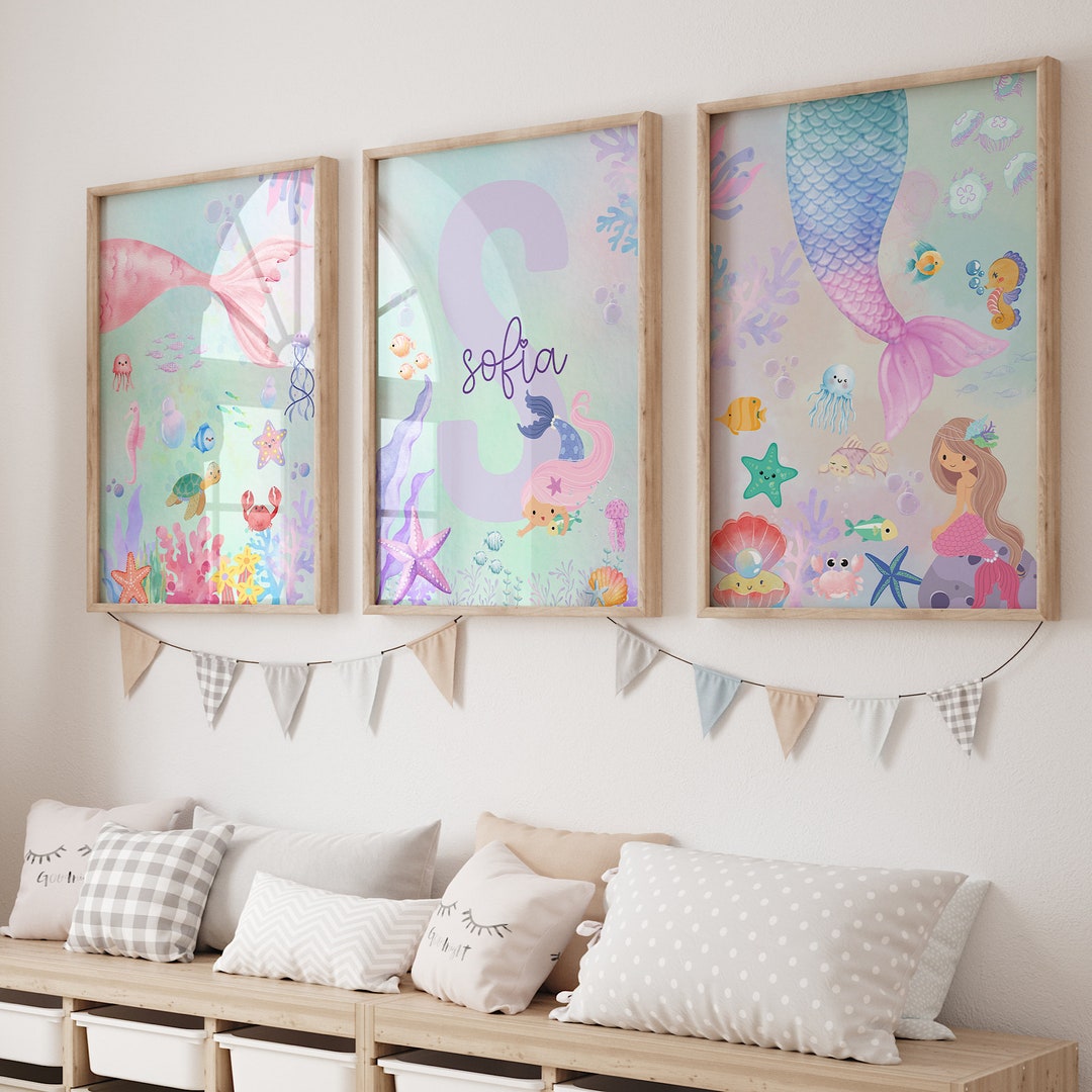 Mermaid Prints, Mermaid Nursery Print, Mermaid Decor, Mermaid Theme ...