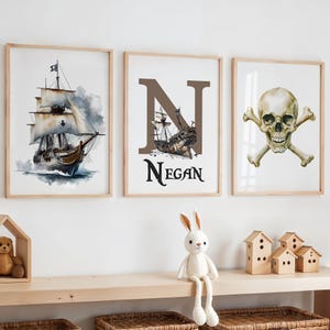 Pirate Themed Boys Room Print, Pirate Ship Wall Art, Nautical Room Decor, Pirate Nursery Art, Skull Print, Pirate Decor, Pirate Poster