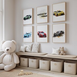 Watercolor Racing Car Nursery Print, Sport Cars Print, Boys Room Decor, Sport Car Poster, Race Car Prints, Boy Playroom Printable, Cars Art image 6