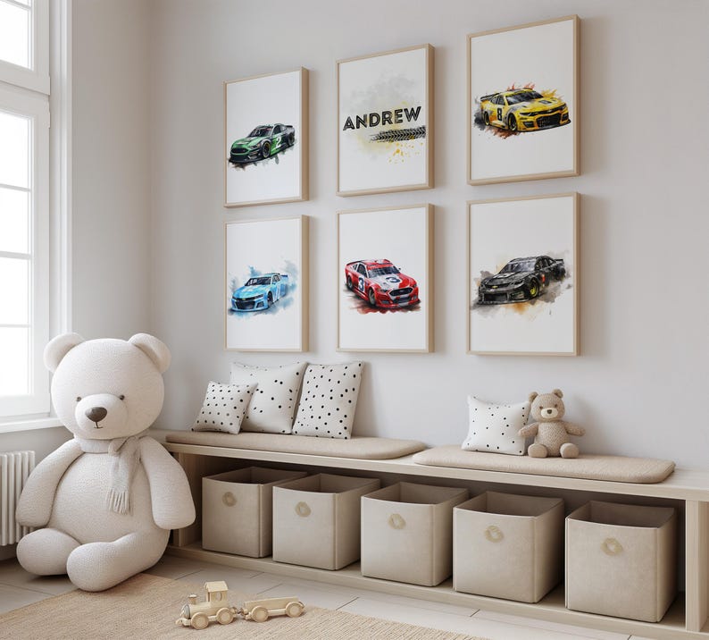 Watercolor Racing Car Nursery Print, Sport Cars Print, Boys Room Decor, Sport Car Poster, Race Car Prints, Boy Playroom Printable, Cars Art image 6