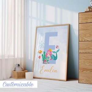 Personalized Mermaid Nursery Prints, Mermaid Print Set; Under the Sea ...