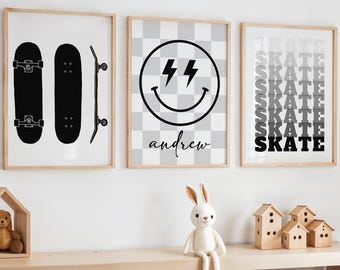 Skateboard Print, Skateboard Poster, Skater Print, Skater Boys Room, Skater Gift, Skater Art, Skater Nursery Print, Boys Bedroom Prints