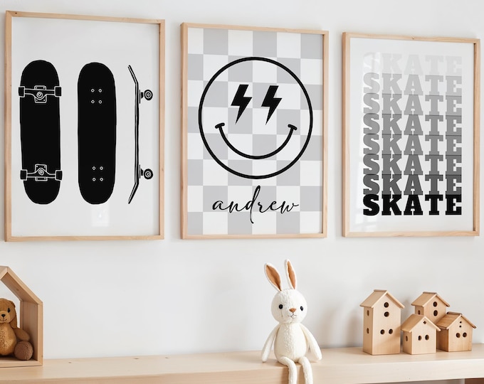 Skateboard Print, Skateboard Poster, Skater Print, Skater Boys Room, Skater Gift, Skater Art, Skater Nursery Print, Boys Bedroom Prints